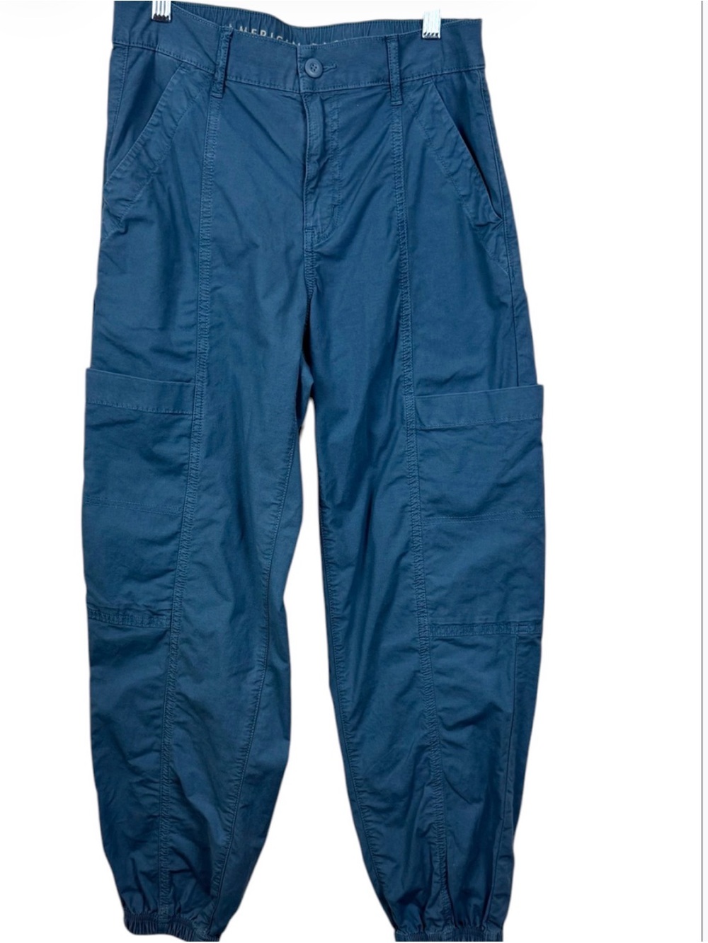 American Eagle Blue Stretch Baggy Cargo Jogger pants sz 2